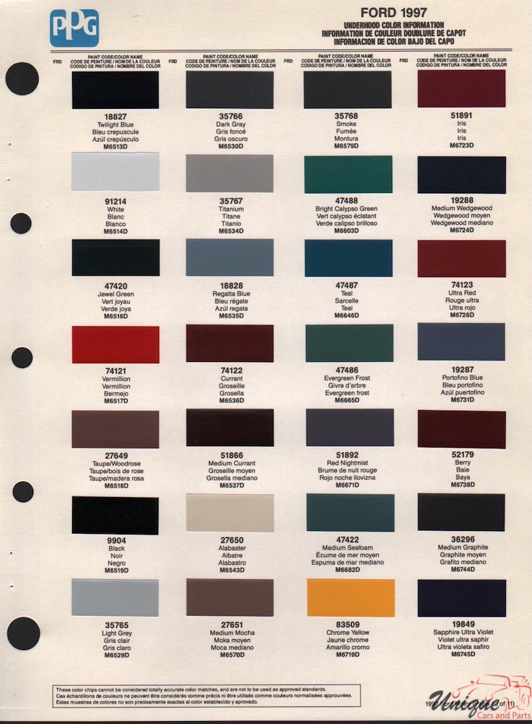 1997 Ford Paint Charts PPG 5